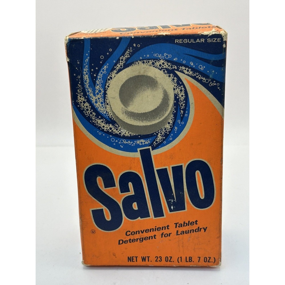 Vintage NOS SALVO Laundry Detergent Soap Tablets FULL Box